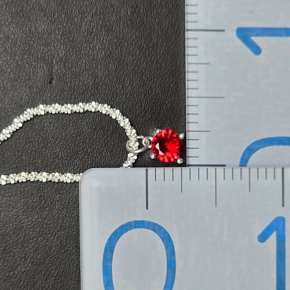 Sterling Silver‎ Glittering Necklace With Radiant Red Solitaire Pendant (NWOT) - Picture 7 of 7